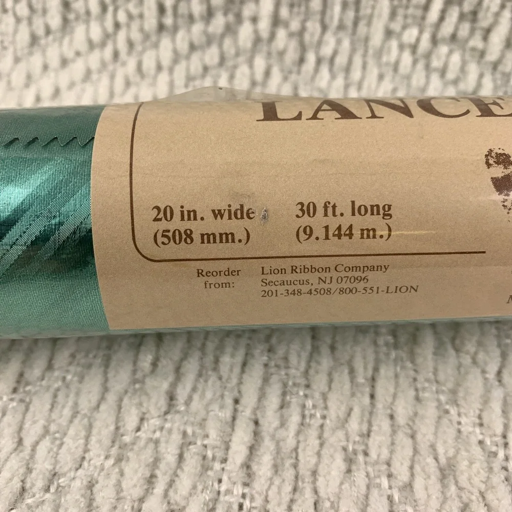 Vtg Christmas Wrapping Paper Foil Metallic Green Shiny MCM Texture NOS Lance USA